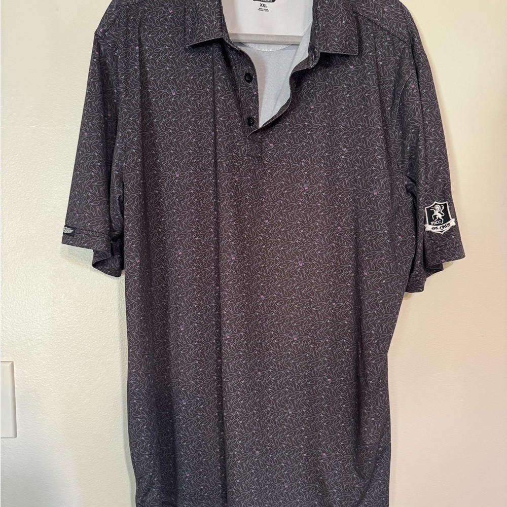 Elegant Black Patterned Polo Shirt